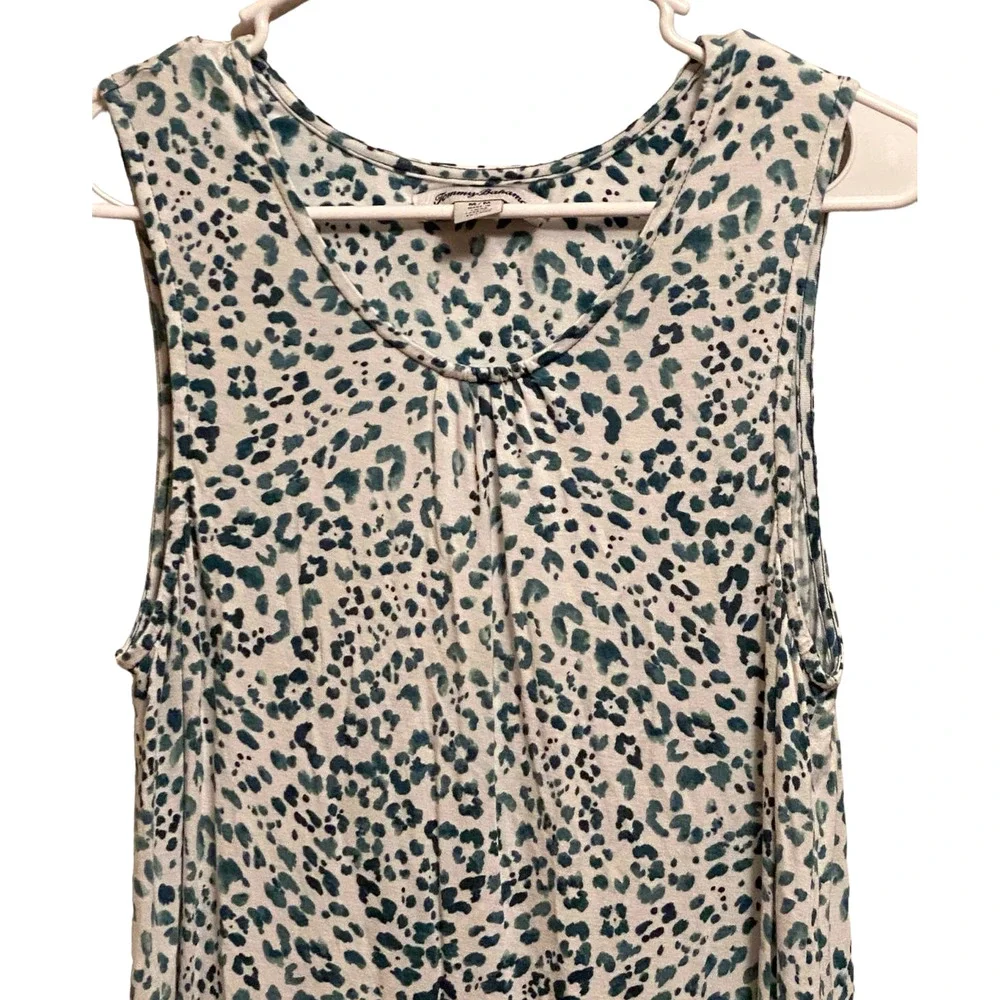 Tommy Bahama Sleeveless Sundress Beach Cover Up‎ White and Green Leopard Spots